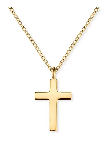 Engelsrufer Damen Halskette mit Kreuz Anhänger aus vergoldetem Sterling Silber - Ketten für Damen mit verstellbarer Länge, eleganter Kreuz Anhänger und nickelfrei für Allergiker, ideal für jeden Anlass.