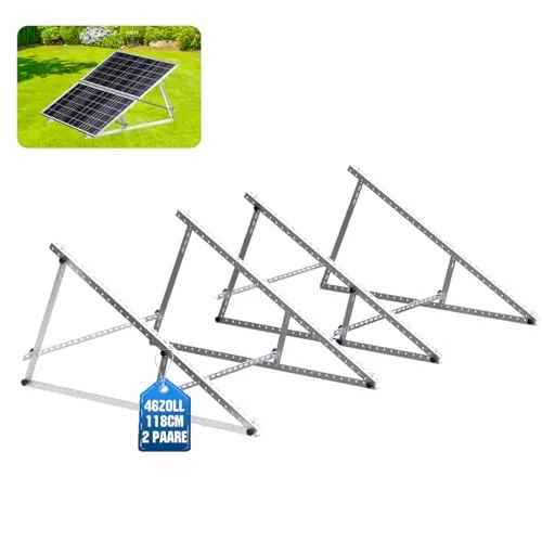 GLIESE Solarmodul Halterungen 118 cm 2 Stück, Neigungswinkel 0-90° verstellbar aus Aluminium & Edelstahl, Balkonkraftwerk Montageset kompatibel mit 100W-600W, Flachdach, Wand & Garten, 0% MwSt.