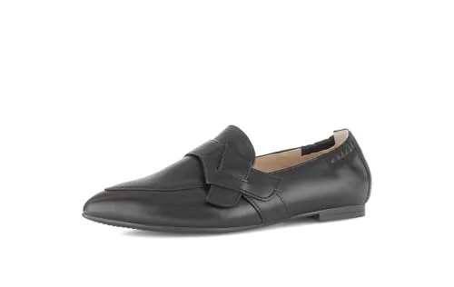 Gabor Damen Straßenslipper 84.131 - Eleganter Komfort in Schwarz - Eleganter Damenschuh von Gabor mit hochwertigem Glattleder. Der Slipper bietet flexibles An- und Ausziehen durch Elastikeinsätze und sorgt mit seiner Gummisohle für sicheren Halt – ideal für Alltag und Büro.