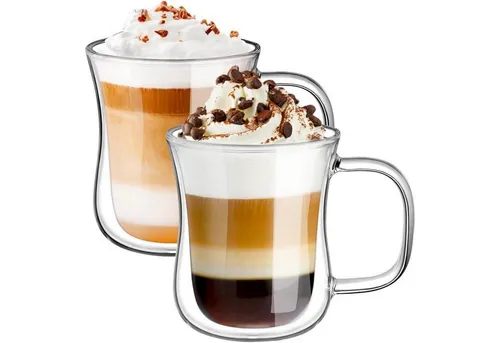 Doppelwandige Latte Macchiato Gläser 240ml Set 2 Stück aus Borosilikatglas - Kaffeetassen & -becher, isolierend und stilvoll, perfekt für heiße und kalte Getränke