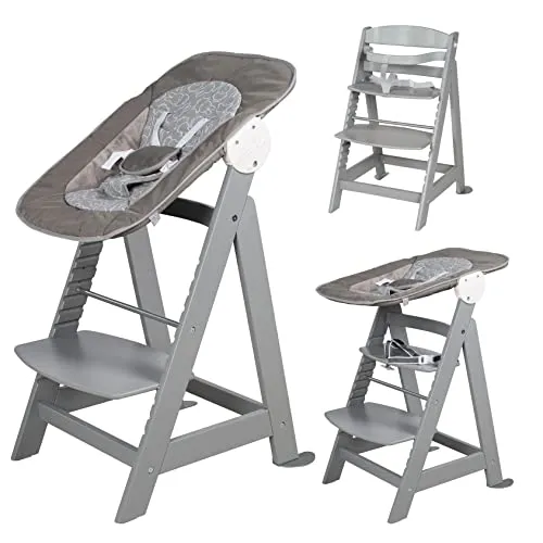 roba Born Up Treppenhochstuhl 2in1 'Miffy' - Hochstuhl mit Liegefunktion für Neugeborene, wächst mit Ihrem Kind bis zum Jugendalter, ergonomisch und sicher, ideal ab Geburt bis 50 kg.