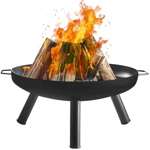 Feuerschalen für den Garten 58x23 cm mit Griffen - Grills: Wetterfeste Feuerschale, einfach zu montieren und ideal für stimmungsvolle Abende im Freien.