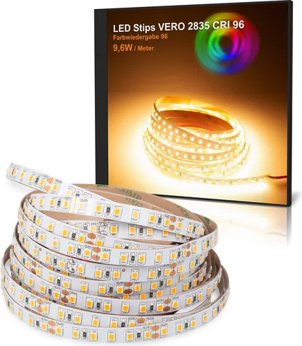 LED Strip VERO Warmweiß (2700K) CRI 96 48W 5 Meter 24V IP20