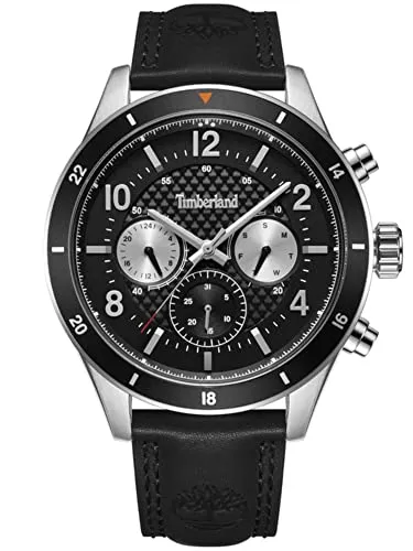 Timberland TDWGF2201001 Hooksett Herrenuhr 46mm - Armbanduhr für Herren, 5ATM wasserdicht mit elegantem Kalbslederarmband und vielseitigen Funktionen wie Wochentag und Datum.