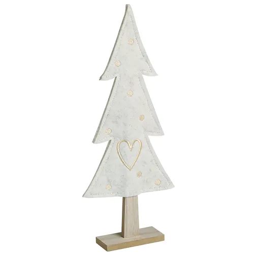 Tannenbaum Filz Deko Herz Creme Beige 35cm 2er Set Weihnachten, 2 Stück