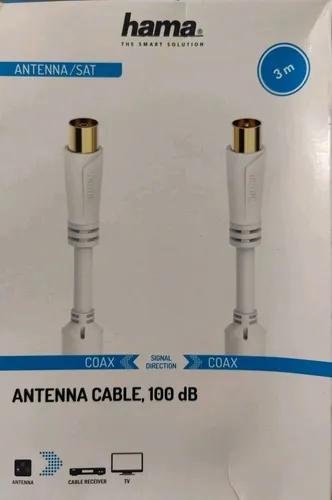 Hama SAT Antennenkabel Coax Koaxialkabel M/W 3m 100dB Vergoldet Weiß