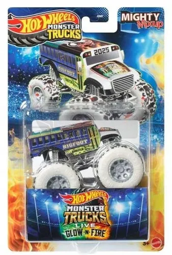 MIGHTY MIXUP Bone Auto Monster Trucks Live Glow-N-Fire Hot Wheels Die-cast 1:64