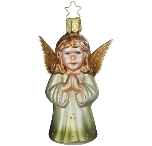 INGE-GLAS® Christbaumschmuck Engelskind, Engelsgebet 10,5cm - Mundgeblasener und handbemalter Weihnachtsbaumschmuck, der Tradition und Nostalgie vereint. Lassen Sie sich von diesem besonderen Engel verzaubern und genießen Sie festliche Momente mit einem Hauch von Magie.