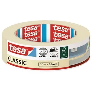 tesa CLASSIC Kreppband beige 30,0 mm x 50,0 m 1 Rolle von tesa