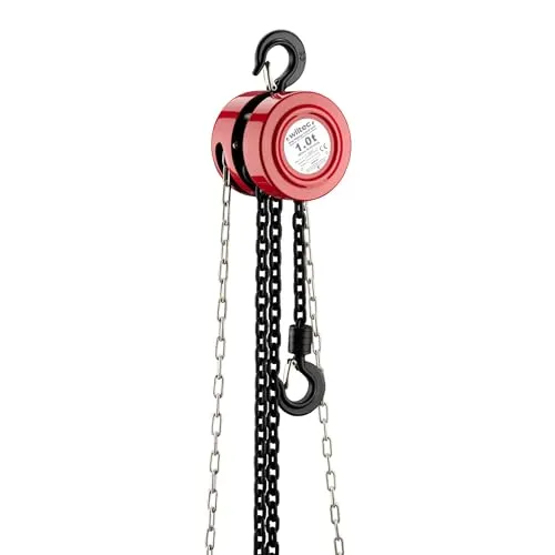 Wiltec Kettenzug 1000kg - Robuster Handkran für Werkstatt und Forst - Handkettenzug mit 1000 kg Traglast und 3 m Kettenlänge, ideal für sicheres Heben schwerer Lasten. Robuste Stahlkonstruktion und 360° drehbarer Lasthaken für präzise Steuerung.
