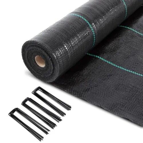 VOUNOT® Unkrautvlies 2x50m mit 100 Bodenankern in schwarz von Vounot