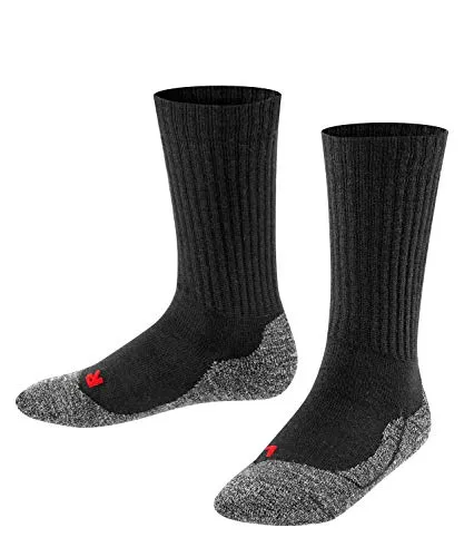 FALKE Unisex Kinder Socken Active Warm K So Wolle Funktionsmaterial dick atmungsaktiv einfarbig 1 Paar, Schwarz Black 3000, 27-30