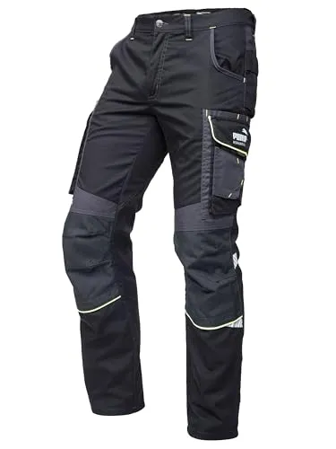 PUMA Workwear Precision X Arbeitshose für Herren - Premium Bundhose mit vielen Taschen - Arbeitshosen für Handwerk und Baugewerbe, mit 6 Taschen, verstärkten Kniepartien und feuchtigkeitsabweisendem Mischgewebe für höchste Langlebigkeit und Bewegungsfreiheit.