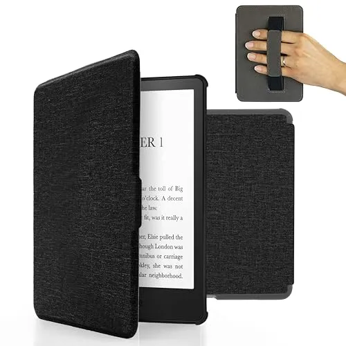 MyGadget Hülle für Tolino Shine 4 | Kobo Clara 2E [ 2022 ] mit Handschlaufe & Auto Sleep | Wake Funktion - Flip Case in Schwarz 4252010269762