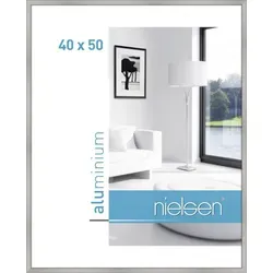 Nielsen 34004 Bilderrahmen 40x50cm Classic Silber matt - Eleganter Aluminiumrahmen mit schmaler silberner Leiste, ideal für die Präsentation Ihrer Bilder im Format 40 x 50 cm. Hochwertige Verarbeitung für einen stilvollen Akzent.