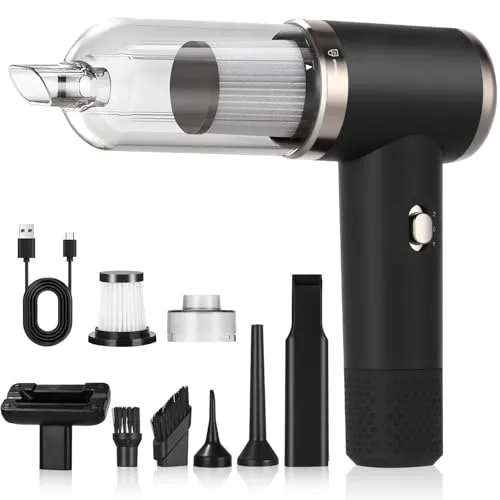 Zaxiva Handstaubsauger Akku, 6500PA Auto Staubsauger Stark, 3-in-1 Handstaubsauger Kabellos, 2-Gang Mini Elektrische Staubsauger mit USB-Aufladung für Auto, Küche, Sofa, Büro, Haus & Tierhaar