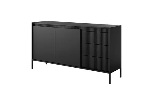 Masseno Kommode SENSATO 154 cm – Elegantes Sideboard mit 3 Schubladen und 2 Türen in Schwarz - Stilvolle Masseno Kommode SENSATO – vereint Eleganz und Funktionalität. Ideal für Schlafzimmer, Wohnzimmer oder Flur. Robuste Bauweise für langanhaltende Nutzung und optimale Ordnung.
