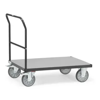FETRA Schiebebügelwagen 2501-7016 - Werkstattwagen mit 600 kg Tragkraft, ergonomischem Schiebebügel und pulverbeschichteter Stahlrohrkonstruktion für sicheren Transport von sperrigen Gütern.