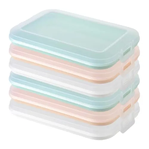 Engelland 6er Set Aufschnitt-Dosen mit integrierter Servierplatte, Frischhaltedose, Aufbewahrungsbox, Lebensmittelbehälter, Aufschnitt-Box, stapelbar, BPA-frei, Küchenbedarf, Kunststoff, Bunt