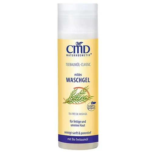CMD Naturkosmetik Teebaumöl Waschgel - Gesichtsreiniger mit Bio Teebaumöl und Aloe Vera, reinigt porentief und beruhigt unreine Haut. Ideal für fettige und Mischhaut, 100% vegan und perfekt für die tägliche Pflege.