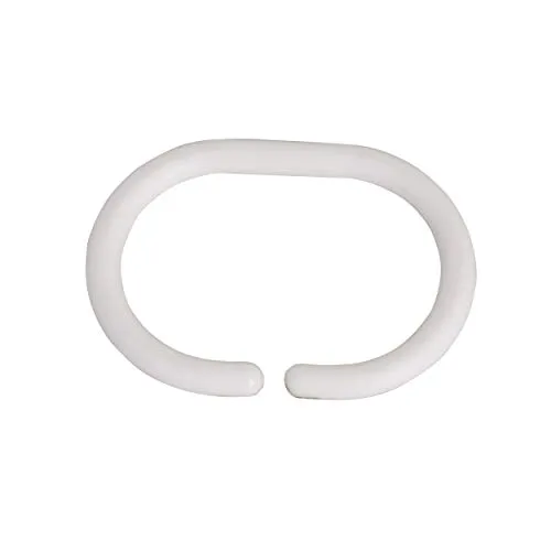 MSV 140286 Ringe für Duschvorhang, Kunststoff und Polypropylen, 6 x 0,4 x 4 cm, Weiß, 12 Stück