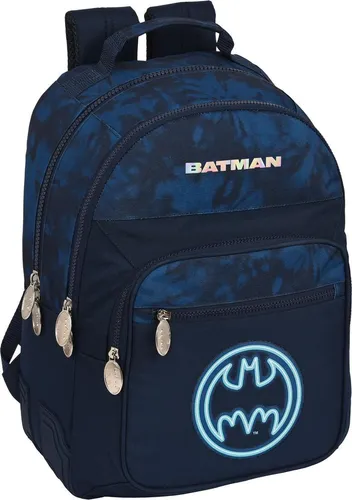 Safta Double Batman Legendary Rucksack 10l - Schulrucksack mit ergonomischer Polsterung und Anti-Kratz-Gummi-Eckenpolster für hohe Haltbarkeit. Ideal für Kinder, anpassbar an Rucksackwagen und mit mehreren Fächern für optimale Organisation.