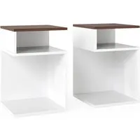 Costway Beistelltisch Holz 2er Set – Eleganter Sofatisch mit 3 Ebenen - Vielseitiges 2er Set Beistelltische aus Holz, ideal für Wohnzimmer oder Schlafzimmer. Mit 3 Ebenen und rutschfesten Füßen bieten sie Platz für Dekoration und Organisation.