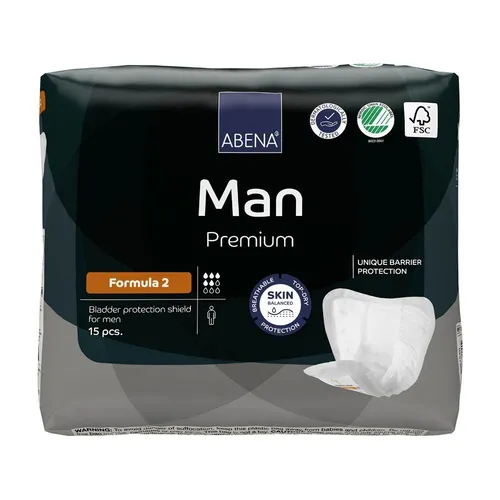 ABENA Man Premium Formula 2 - Sparpaket für Männer - Inkontinenzeinlagen für Männer mit atmungsaktiven, seitlichen Auslaufbarrieren für optimalen Schutz und Komfort. Dermatologisch getestet und geruchsneutralisierend.