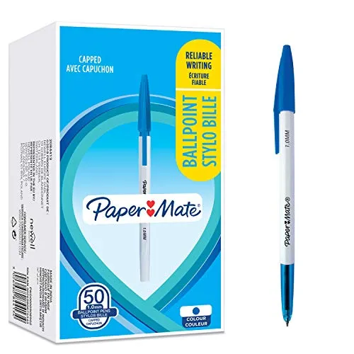 Paper Mate 045 Kugelschreiber | Mittlere Spitze (1,0 mm) | blaue Tinte | 50 Stück