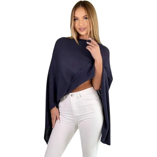 Mississhop 221 Poncho aus Mischgewebe für Damen - Strick Ponchos & Capes für Damen, eleganter Allrounder mit weichem Stoff für höchsten Tragekomfort und modischen Herbstlook.