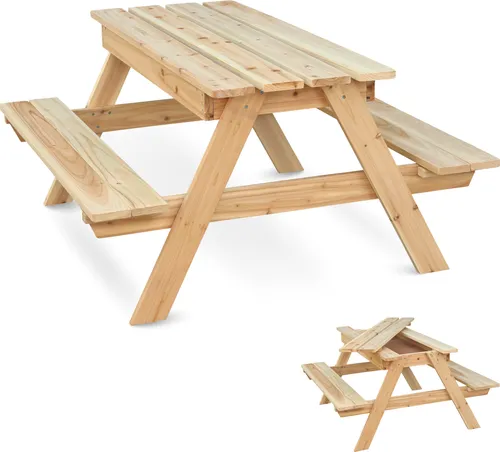 holz4home® Gartenbank Picknickbank - Outdoor Sitzgruppe aus Holz - Sonnenschutz für den Außenbereich: Robuste Picknickbank aus unbehandeltem Tannenholz, ideal für Garten und Terrasse, inklusive Aufbauanleitung für einfache Montage.