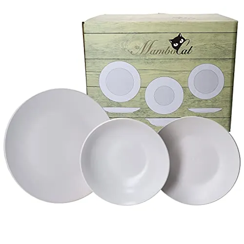 MamboCat Teller-Set 18tlg. White Biata für 6 Personen - Elegantes 18-tlg. Teller-Set aus matt weißem Steingut, ideal für festliche Anlässe oder den Alltag. Kombinierbar mit verschiedenen Deko-Accessoires für eine stilvolle gedeckte Tafel.