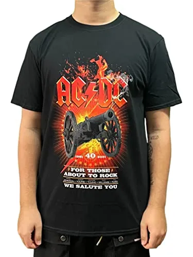 AC/DC T Shirt for Those About to Rock 40th Flaming Nue offiziell Unisex Schwarz Large