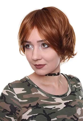 Prettyland Damen braun kurze gewellte leicht gelockt Locke BOB C1167