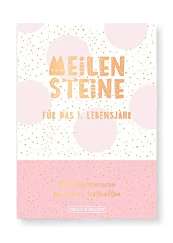 GRAFIK WERKSTATT Meilenstein-Box Meilenstein-Karten für das Lebensjahr Geschenk für Mädchen, rosa