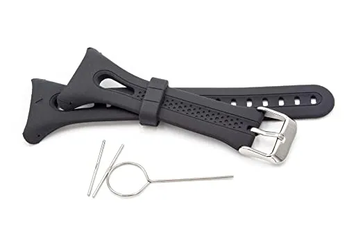 vhbw Ersatz Armband kompatibel mit Garmin Forerunner 10, 15 Fitnessuhr, Smartwatch mit kleinem Display - 11,5cm + 8,7 cm Silikon schwarz