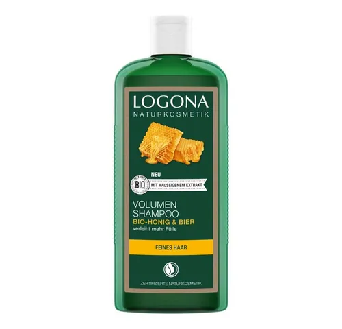 Logona Volumen Shampoo Bier-Honig 250ml - Shampoos für feines, strapaziertes Haar, mit pflanzlichen Inhaltsstoffen für schonende Reinigung und tägliche Anwendung. Für gesundes, glänzendes Haar.