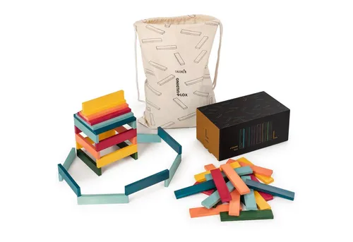 Laleni 90 Holzbausteine in 6 Farben - Spielbausteine aus 100% Kiefernholz, fördert Kreativität und Motorik, inklusive praktischer Sammelbox für Ordnung im Kinderzimmer.