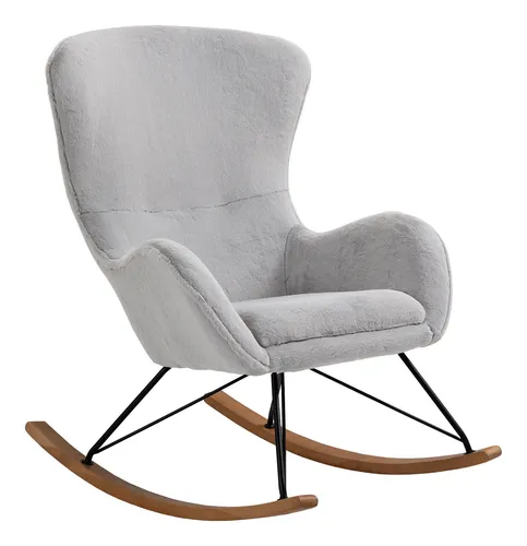 Schaukelstuhl SALESFEVER in Lammfelloptik, grau in silber von SalesFever
