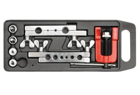 YATO Bördelgeräte-Satz YT-2180 - Bördelwerkzeuge-Set mit 7 Teilen, ideal für präzise Rohrbearbeitung von 3 bis 19 mm Durchmesser und perfekte Bördelergebnisse.
