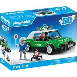 PLAYMOBIL Jubiläumsset 71591 - Classic Polizeiauto, nostalgisches 70er Jahre Design mit 23 Zubehörteilen für spannende Abenteuer
