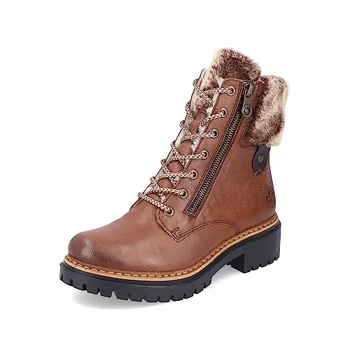 Rieker Stiefel Schnürstiefelette braun 37 EU - Bequeme Wanderschuhe mit 3 cm Absatzhöhe, ideal für Herbst und Winter