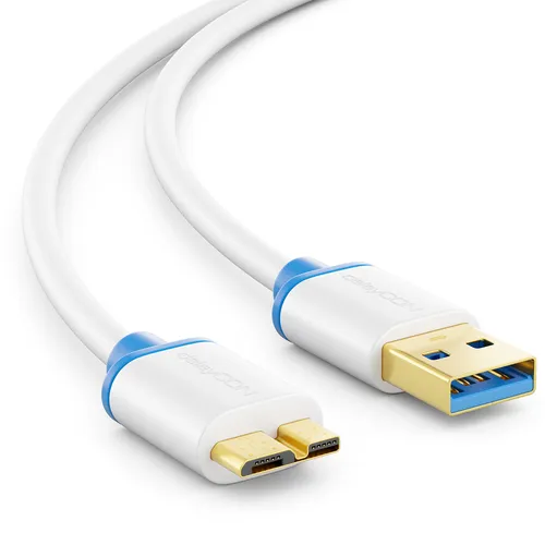 1,5m micro USB Kabel USB3.0 HDD Datenkabel USB A-Stecker zu Micro B-Stecker Weiß