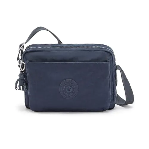 Kipling ABANU M Umhängetasche Blau - Modische mittelgroße Umhängetasche mit verstellbarem Schulterriemen, ideal für den Alltag. 2 Hauptfächer mit Reißverschluss und praktische Innentaschen bieten viel Stauraum.
