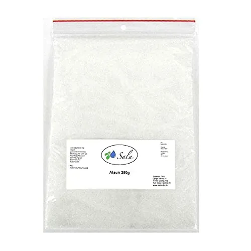 Sala Alaun Kalialaun Kaliumaluminiumsulfat Ph. Eur. 250 g Beutel - Hochwertiges Kaliumaluminiumsulfat für natürliche Deodorants, wirkt effektiv gegen Gerüche und sorgt für ein frisches Hautgefühl.