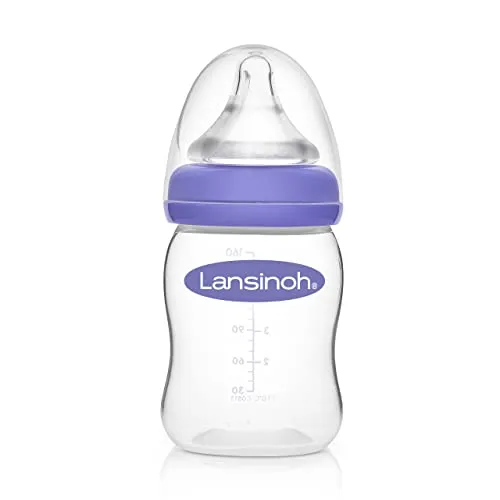 Lansinoh Babyflasche mit NaturalWave Sauger Gr. S, 160 ml - Babykunststoffflasche mit ergonomischer Form, tropffreier Schutzkappe und Anti-Kolik-Ventil. Ideal für Stillbabys, ermöglicht sanften Wechsel zwischen Brust und Flasche.