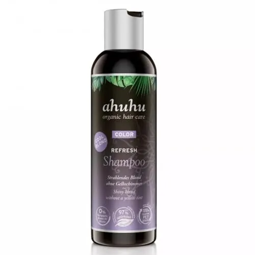 ahuhu COLOR REFRESH Shampoo Cool Blond (200ml) – Silbershampoo für blondes & graues Haar - Shampoos mit kühlen Farbpigmenten, die Gelbstich neutralisieren und für strahlendes Blond sorgen. Vegan und silikonfrei, ideal für geschädigtes Haar mit intensivem Feuchtigkeitskomplex.