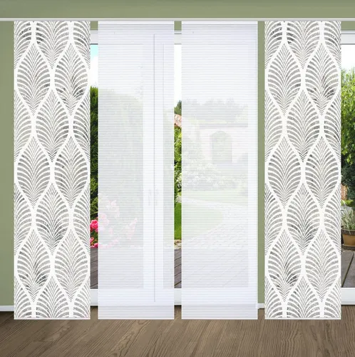 HOME in green Schiebegardine VIDARO, 4er Set, halbtransparent - Gardinen im modernen Bambusdesign, ideal als Sichtschutz oder Raumteiler, pflegeleicht und individuell kürzbar für jeden Raum.