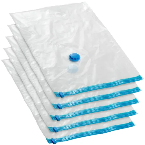 TecTake GmbH 5 Vakuumbeutel - S (40 x 60 cm) - Platzsparende Vakuumbeutel von TecTake: Bis zu 75% mehr Stauraum für Kissen, Decken und Kleidung. Ideal für Zuhause oder auf Reisen, schützt vor Nässe und Schmutz. Einfaches Befüllen und Wiederverwenden dank zahnlosem Reißverschluss.