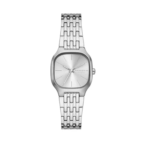 Skagen Damen Analog Quarz Uhr SKW3159 mit Edelstahl Armband - Elegante 28-mm Armbanduhr mit quadratischem Edelstahlgehäuse, 3-Zeiger-Quarzwerk und wasserdicht bis 30m – ideal für stilbewusste Frauen.